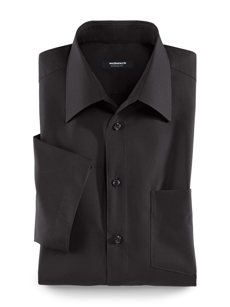 Extraglatt-Hemd Walbusch-Kragen Schwarz