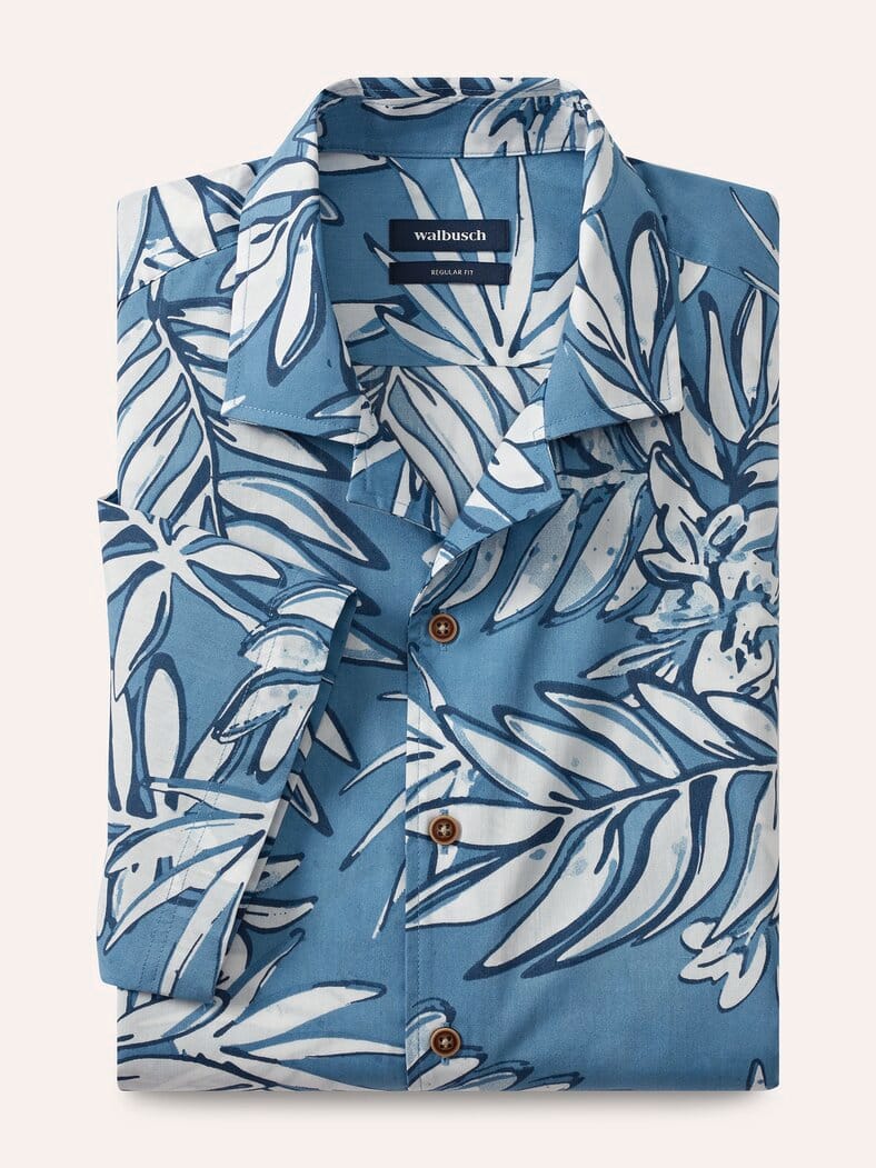 leichtes Reverskragen-Hemd Druck Marine