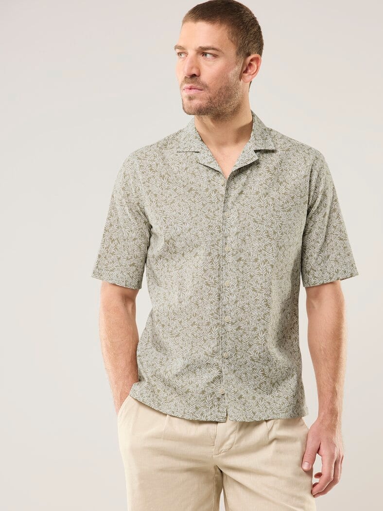leichtes Reverskragen-Hemd Druck Natur