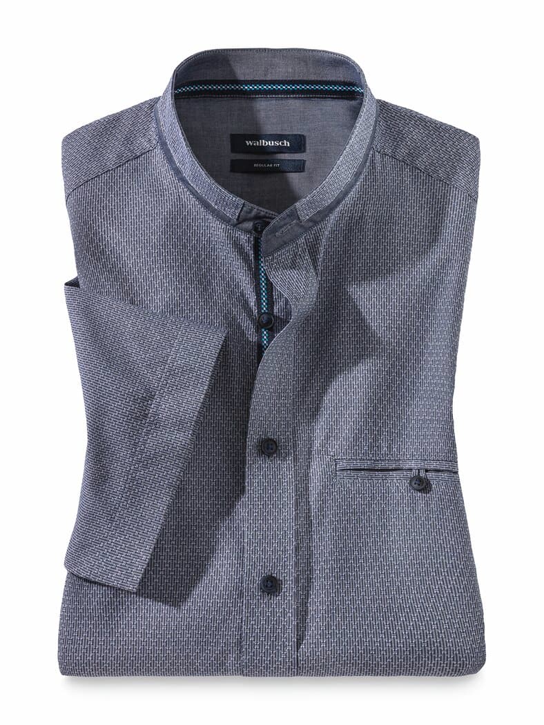 Kurzarm Struktur-Hemd Marine