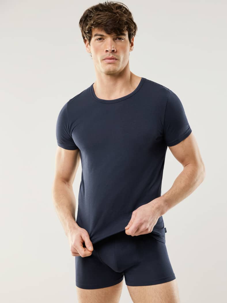 Modal Rundhals-Shirt 2er Set Marine