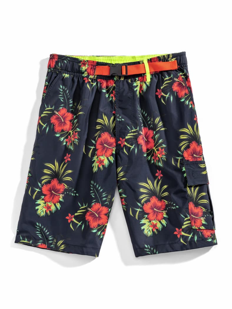 Cargo Strand-Shorts Hibiskusbluete