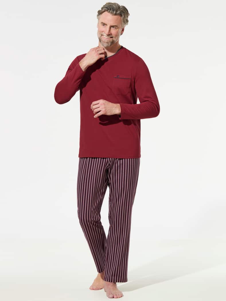 V-Pyjama Softcotton Rot/Blau