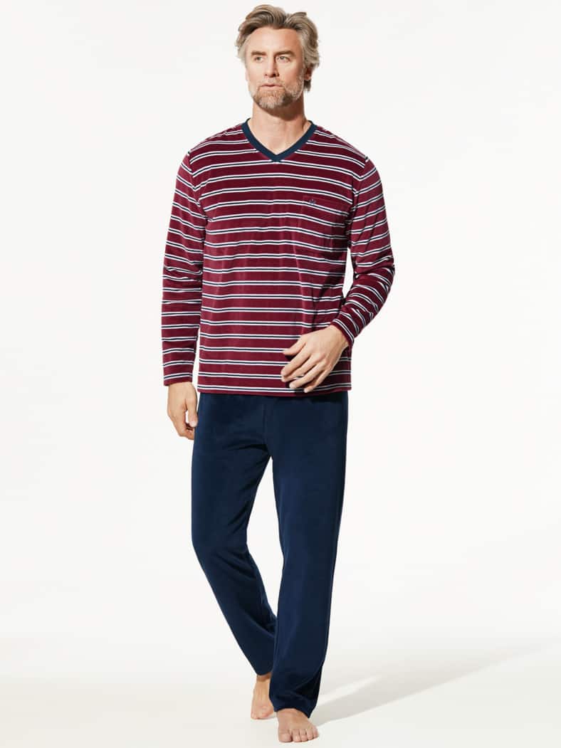 Nicki-Schlafanzug Softfeel Dunkelrot