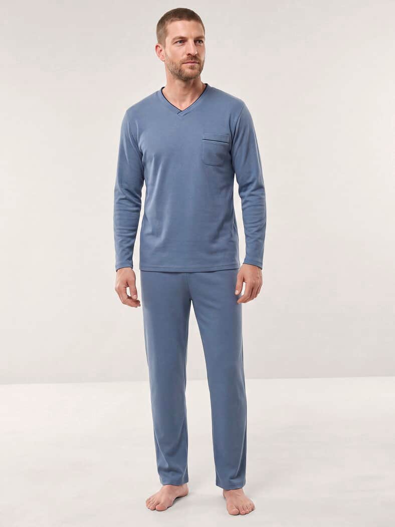 Wohlfühl Schlafanzug Easycare Jeansblau