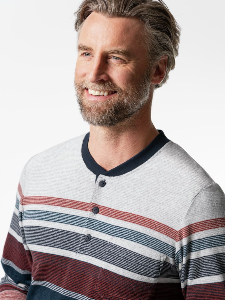 Frottee-Schlafanzug Winterwarm Marine/Terra