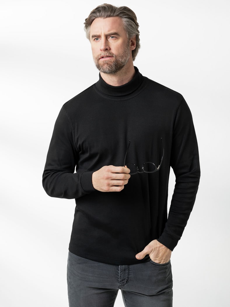 Rollkragen-Shirt Schwarz