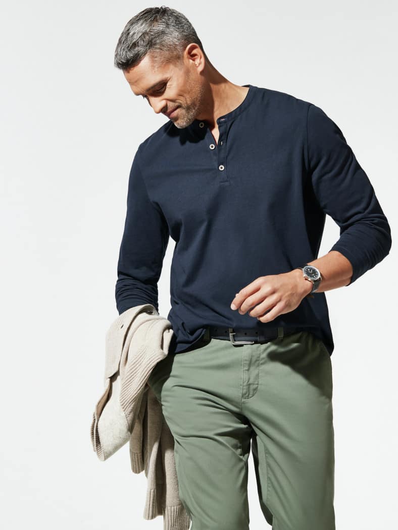 Henley-Shirt Marine