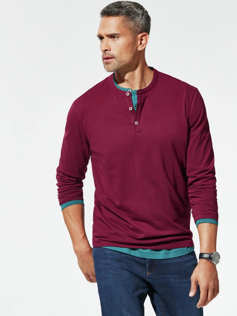 Henley-Shirt Burgund