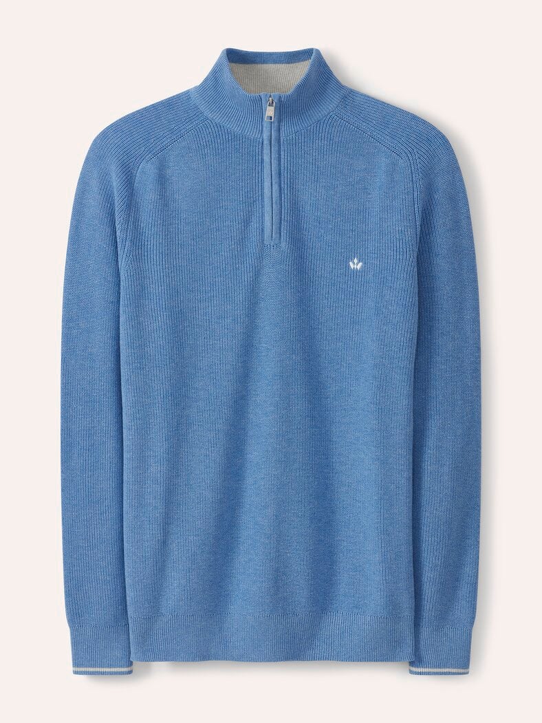 Gerippter Baumwoll-Troyer Hellblau