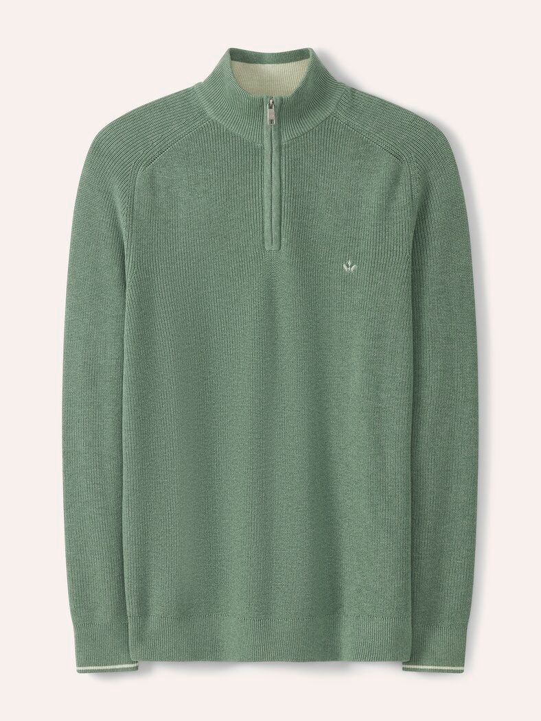 Gerippter Baumwoll-Troyer Pistazie