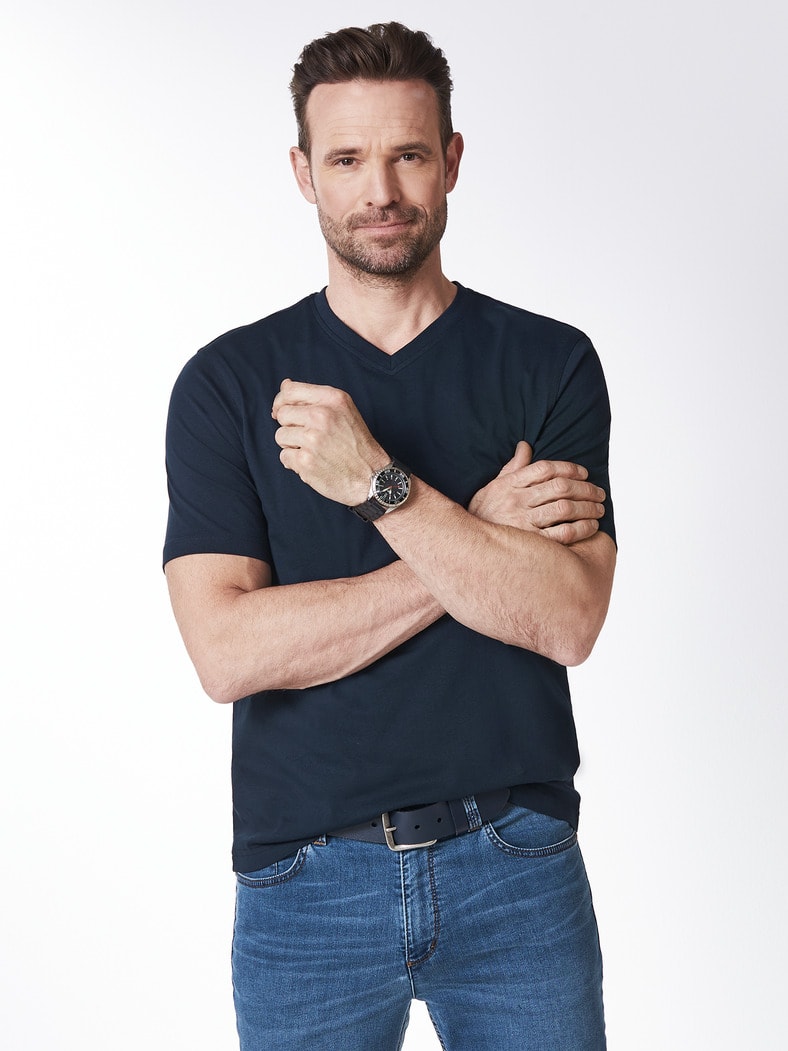 T-Shirt V-Ausschnitt Marine