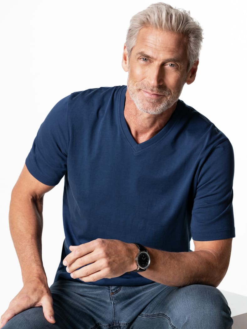 T-Shirt V-Ausschnitt Blau