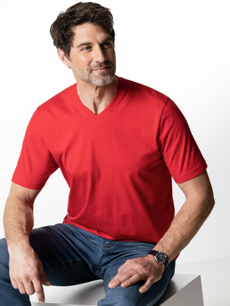 T-Shirt V-Ausschnitt Rot