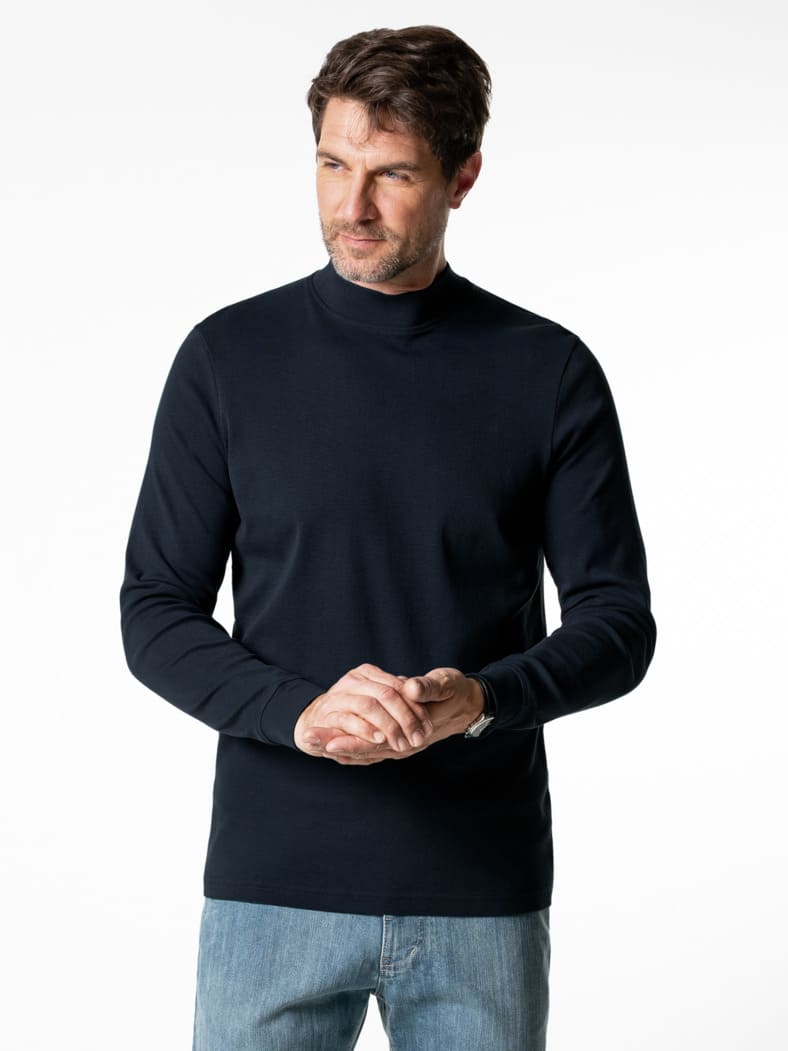 Langarm-Shirt Stehkragen Marine