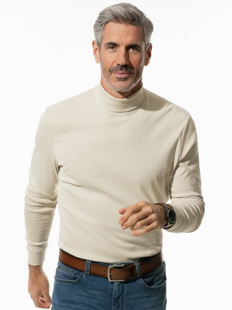 Rollkragen-Shirt Beige