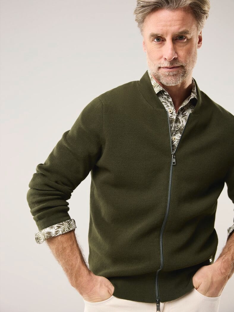 Zip-Jacke Ministruktur Oliv