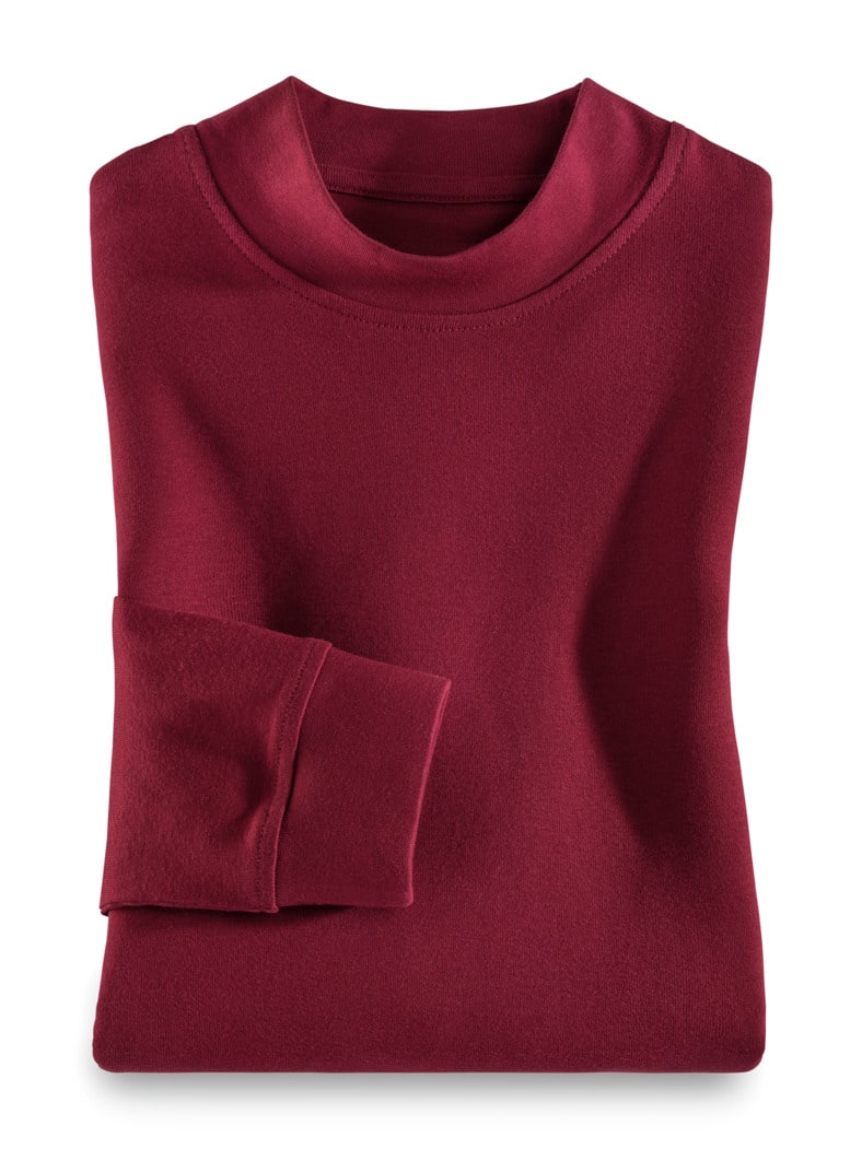 Langarm-Shirt Stehkragen Dunkelrot