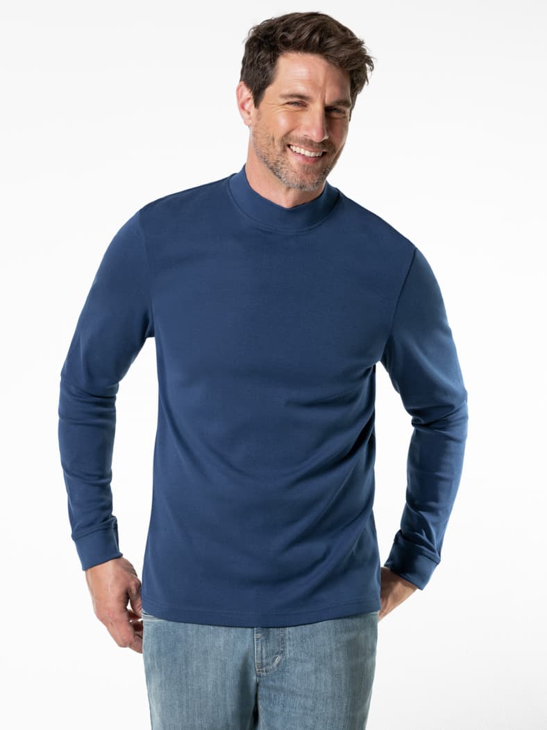Langarm-Shirt Stehkragen Royalblau