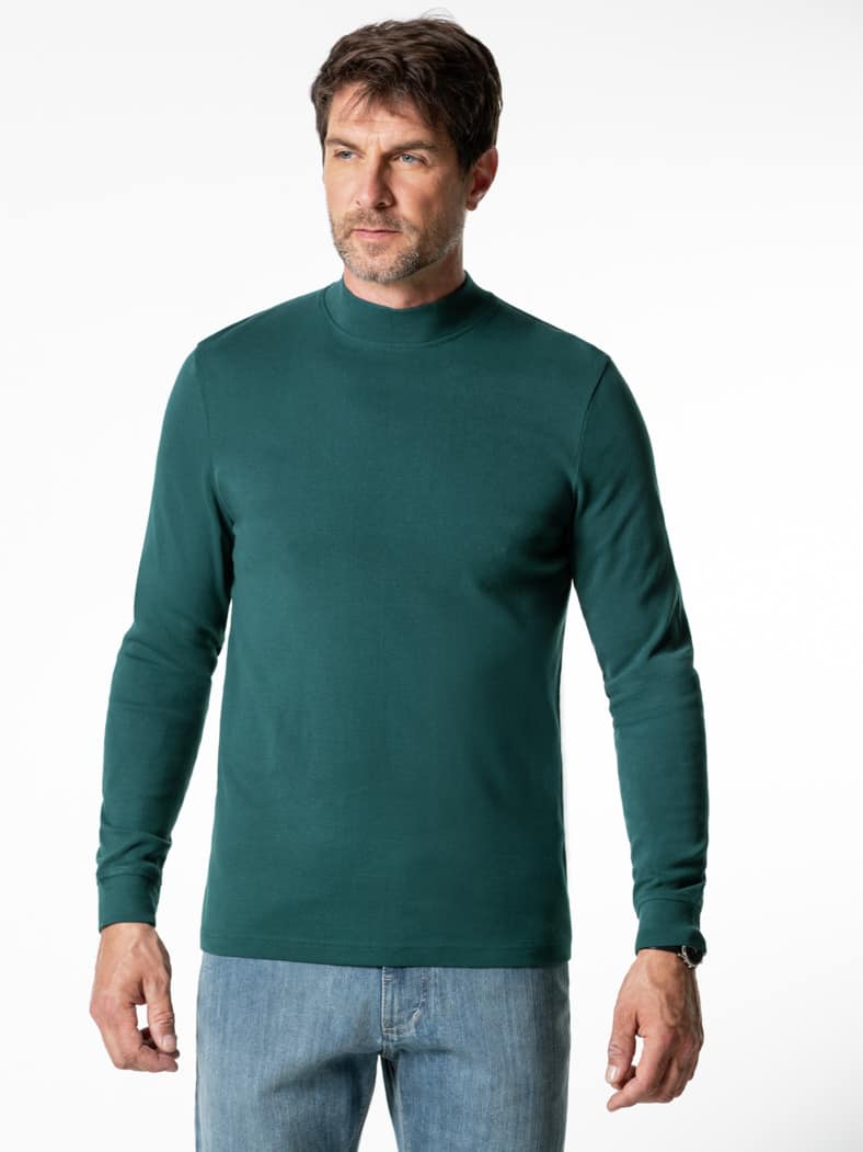 Langarm-Shirt Stehkragen Clubgrün