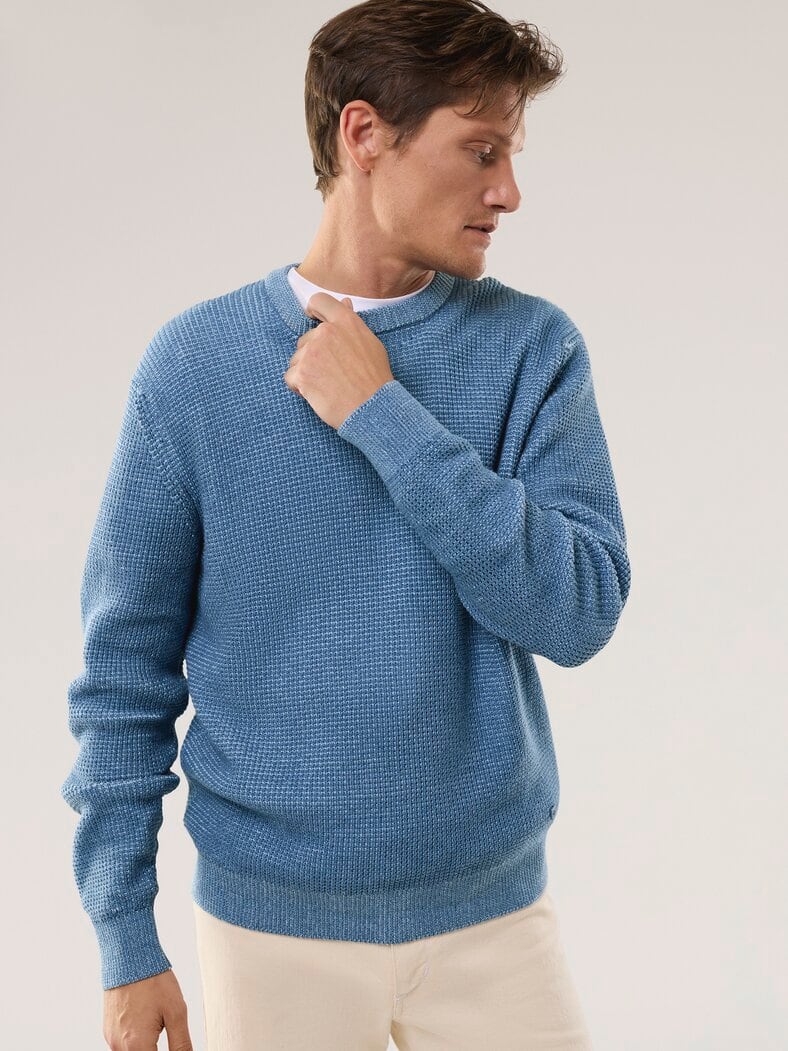 Strukturpullover Bicolor Jeansblau