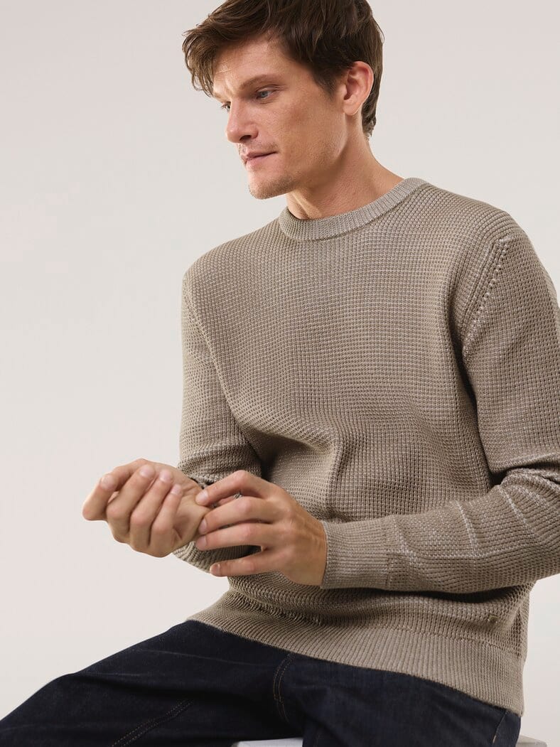 Strukturpullover Bicolor Sand