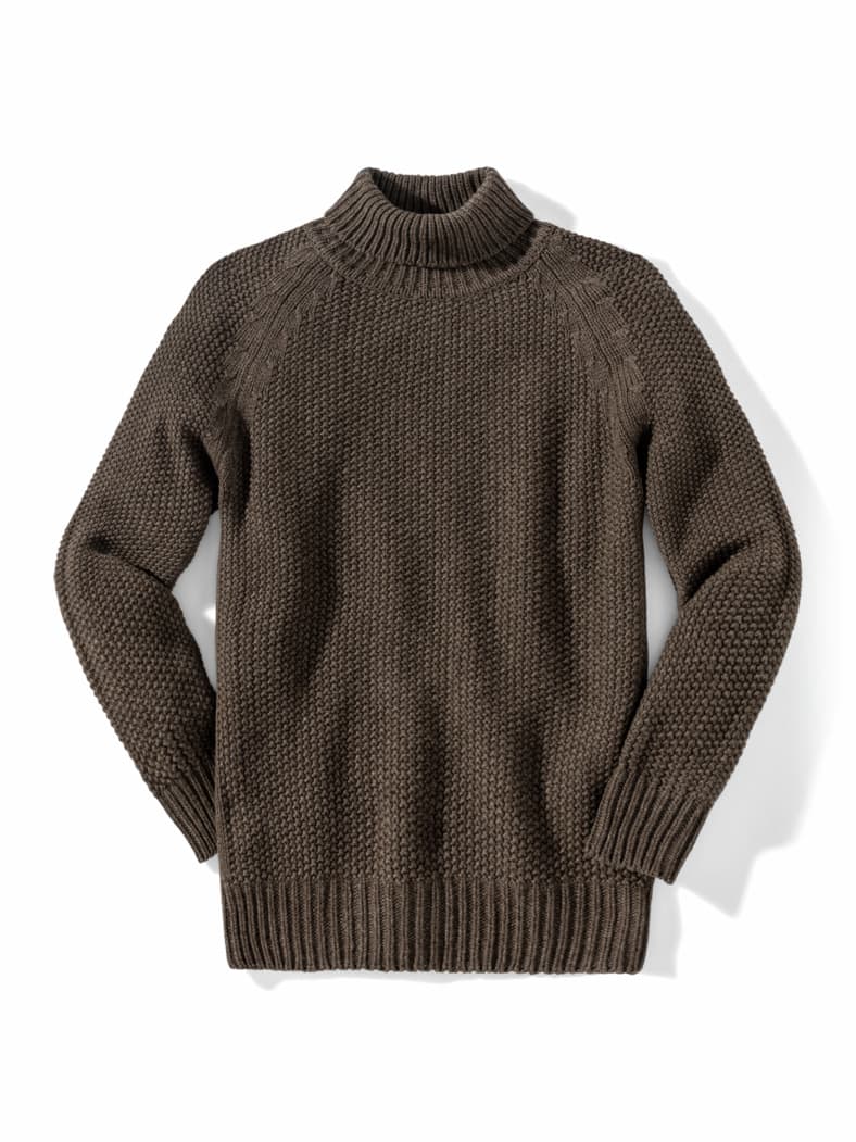 Rollkragen-Pullover Baby-Alpaka Braun Melange