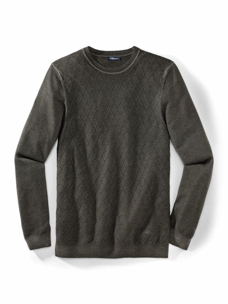 Strukturpullover Merino Extrafein Salbei