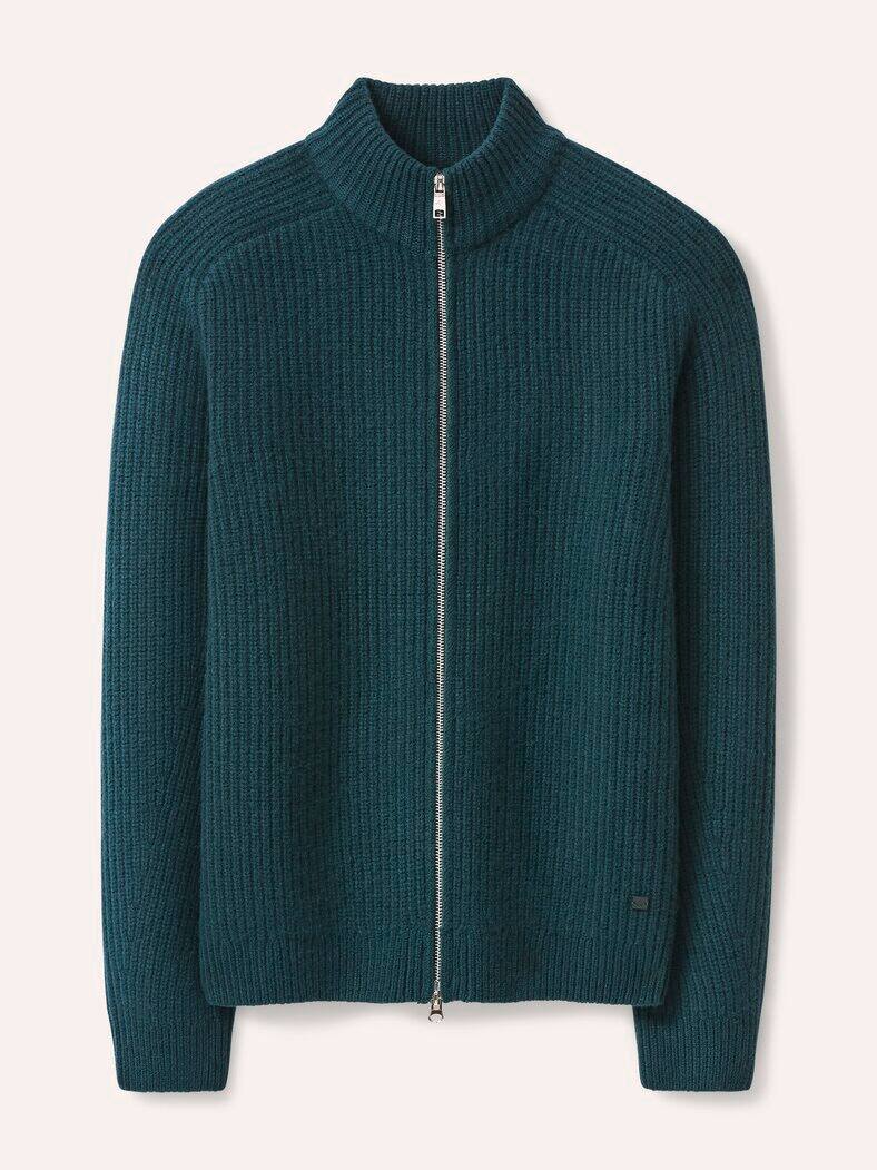 Grobstrick-Jacke mit Cashmere Blaugrün