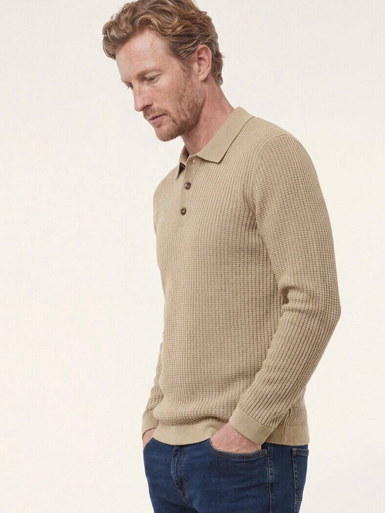 Strickpolo aus Baumwolle Sand
