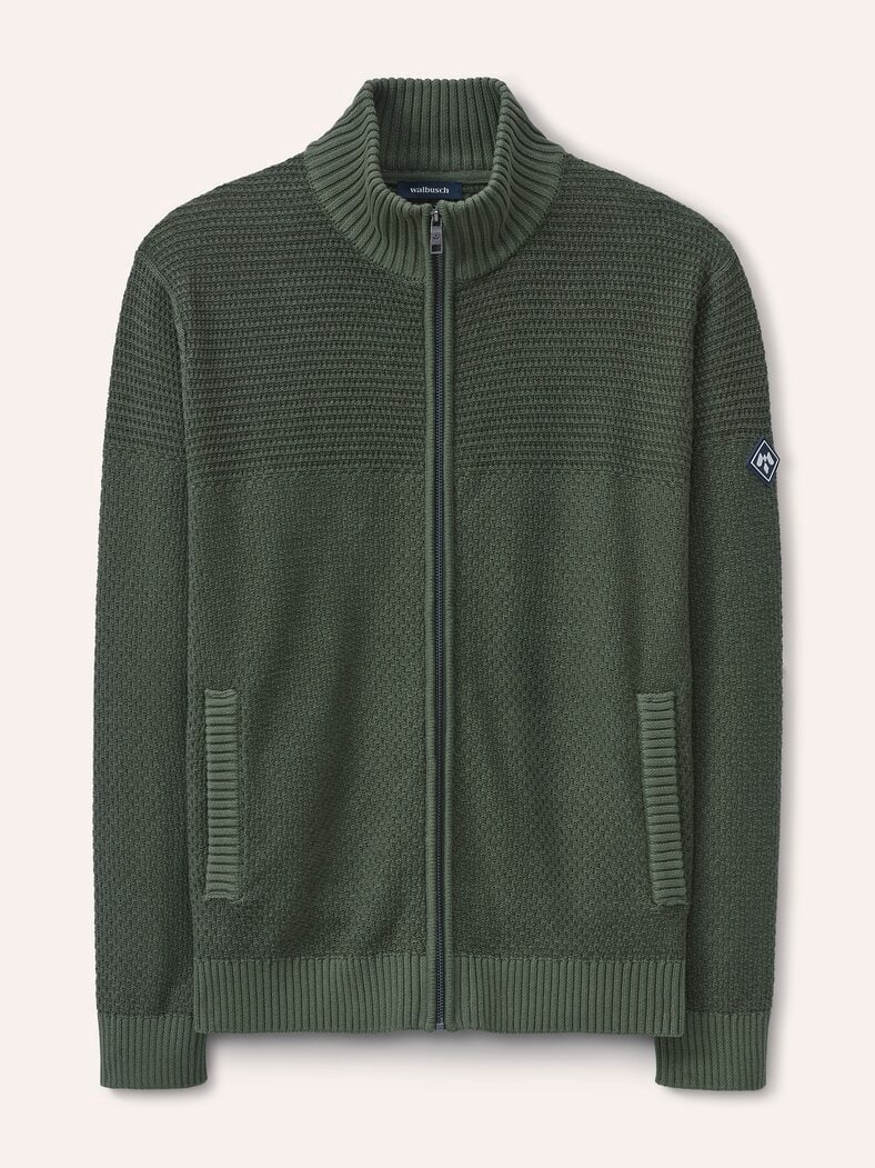 Strickjacke aus Baumwolle Oliv