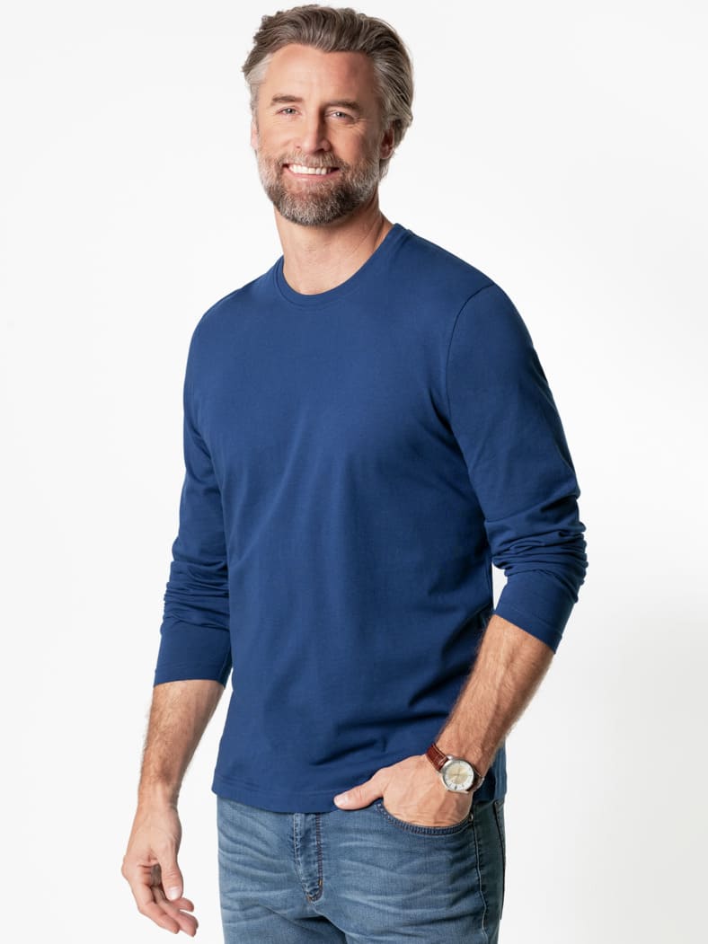 Langarm-Shirt Rundhalsausschnitt Blau