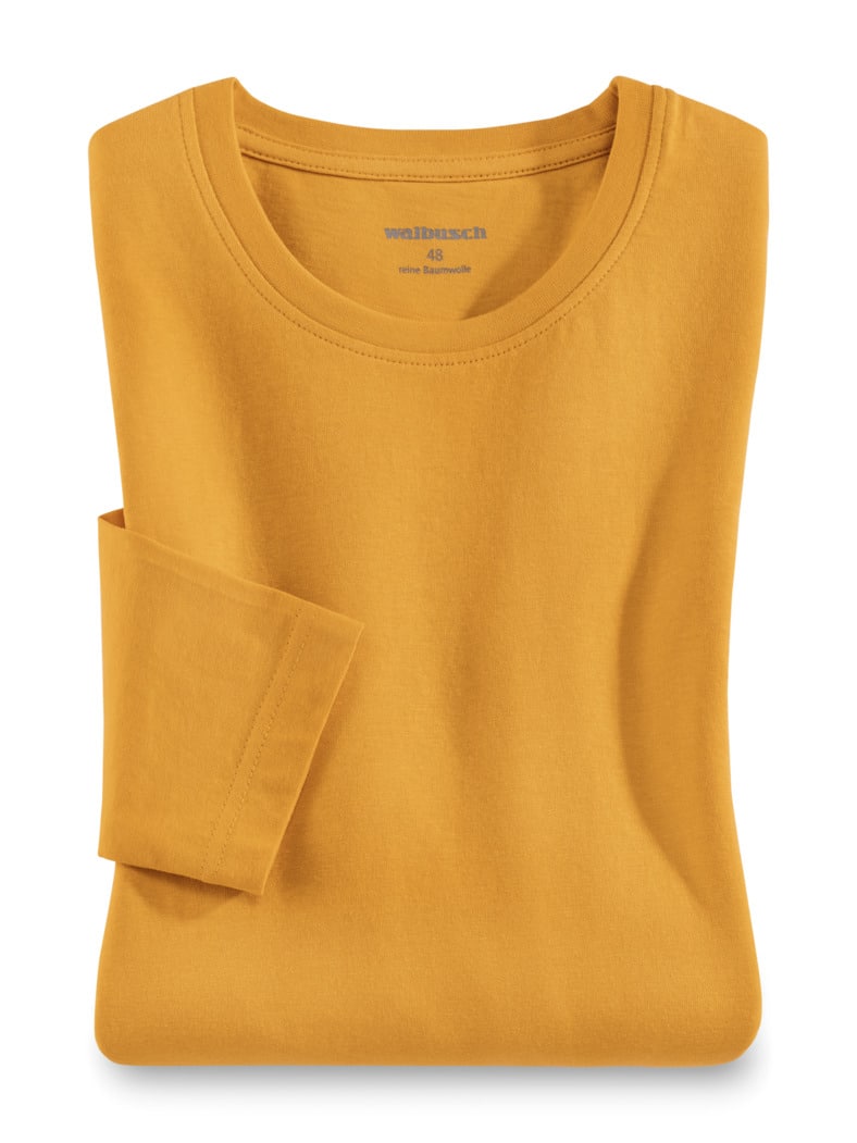 Langarm-Shirt Rundhalsausschnitt Safran