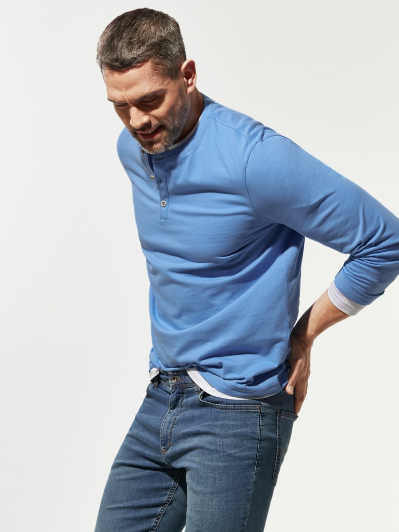 Henley-Shirt Mittelblau