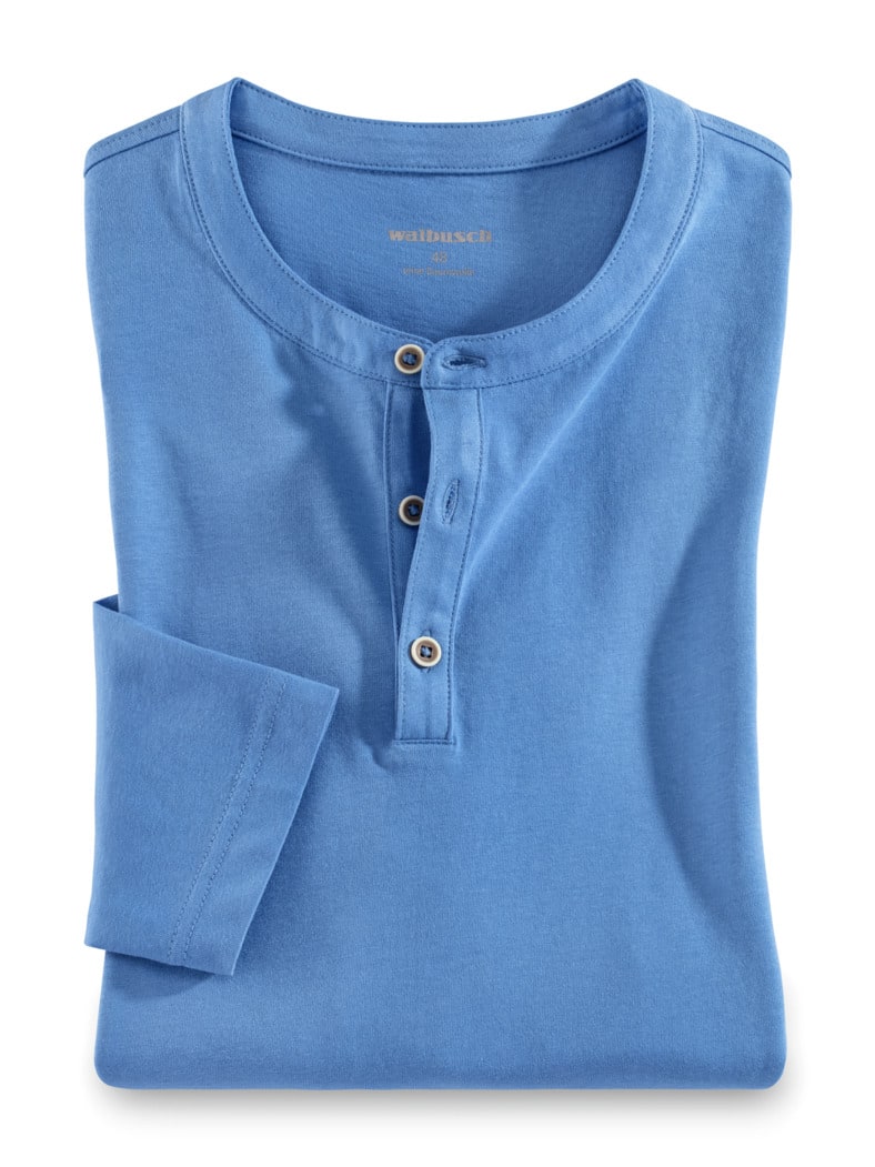 Henley-Shirt Mittelblau
