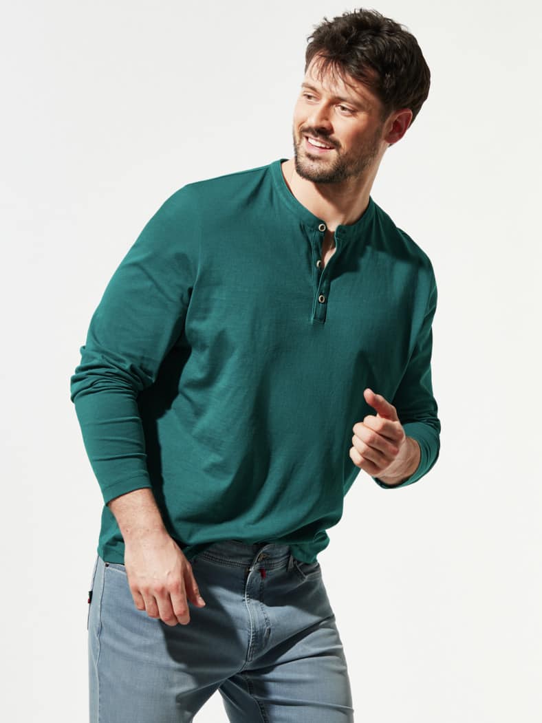 Henley-Shirt Smaragd