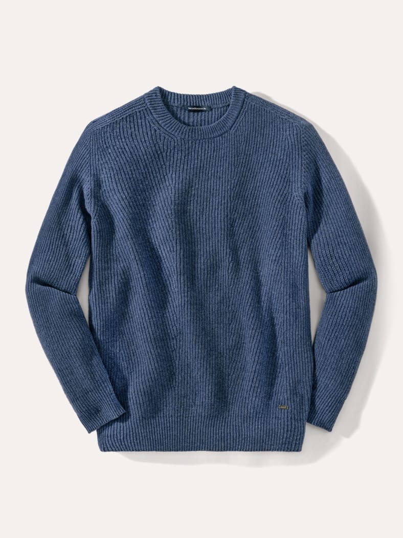 Cashmino Pullover Nahtlos Mittelblau