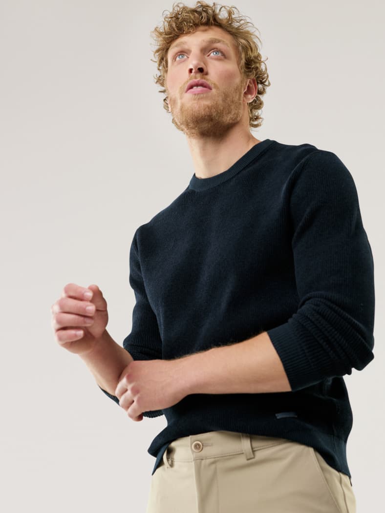 Komfort Ripp-Pullover Marine