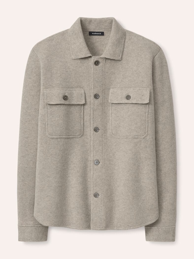 Hemdjacke aus Merinowolle Natur Melange