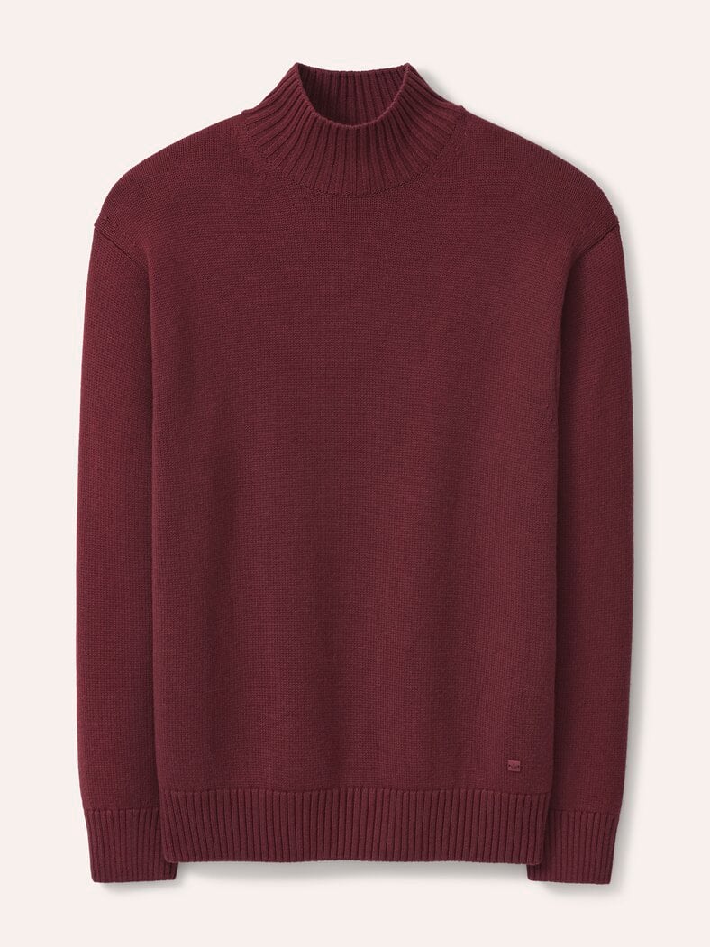 Stehkragen-Pullover mit Merinowolle Bordeaux