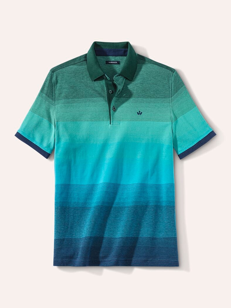 Ombre Streifenpolo Hitzefrei Türkis