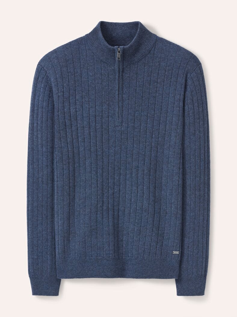 Troyer aus Wollmischung Jeansblau