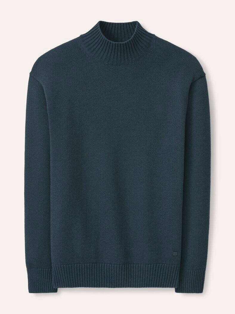 Stehkragen-Pullover mit Merinowolle Blaugrün