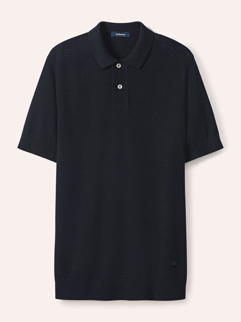 Strickpolo Klimastruktur Marine