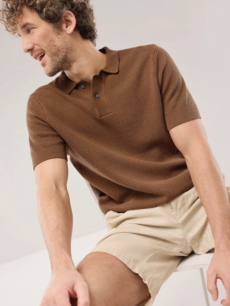 Strickpolo Klimastruktur Latte