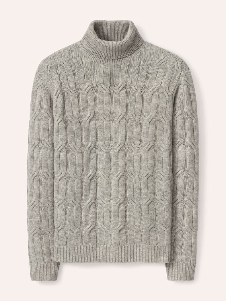 Rollkragenpullover mit Yakwolle Natur