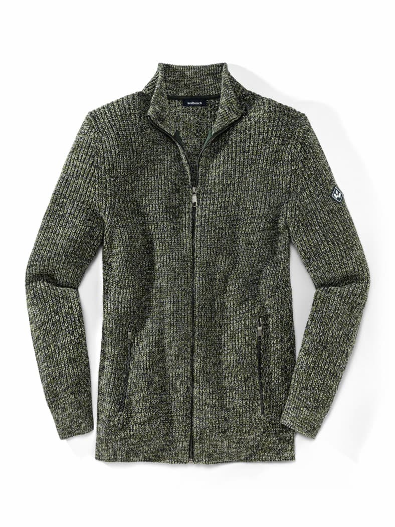 Mouline Zip-Jacke Moosgrün
