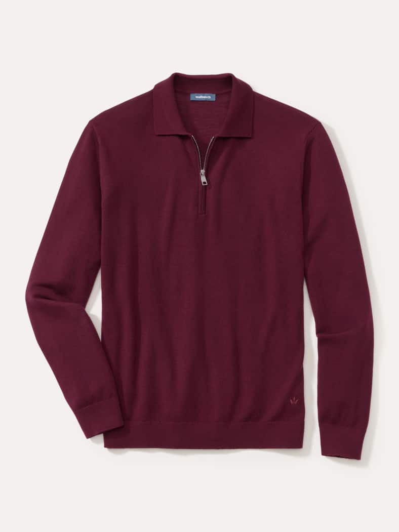 Polo-Pullover Merino Extrafein Bordeaux