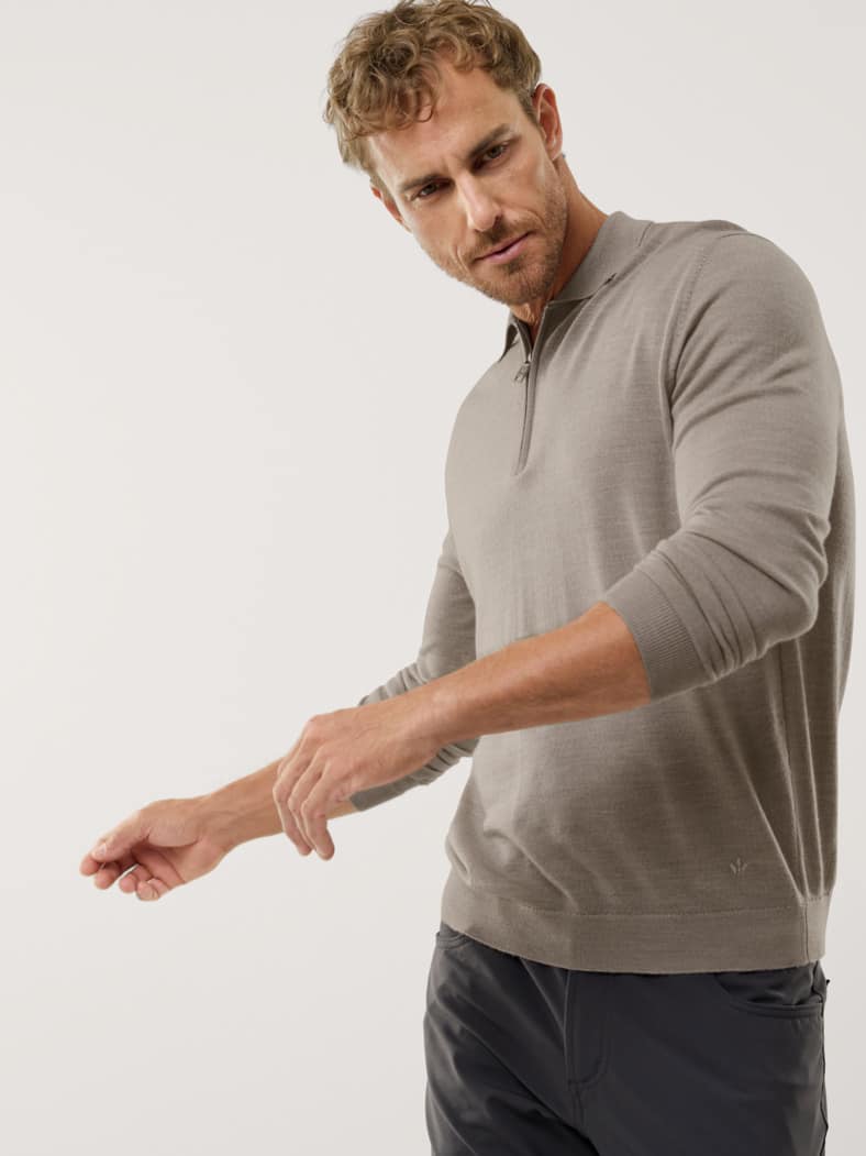 Polo-Pullover Merino Extrafein Natur