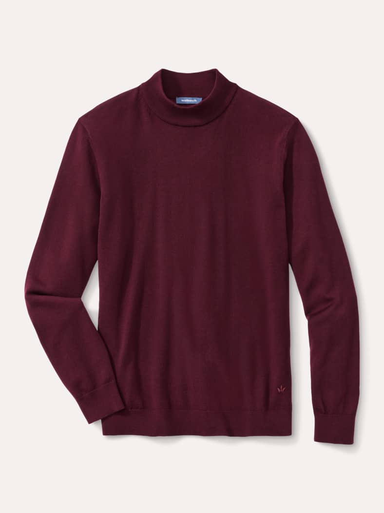 Stehbund-Pullover Merino Extrafein Bordeaux